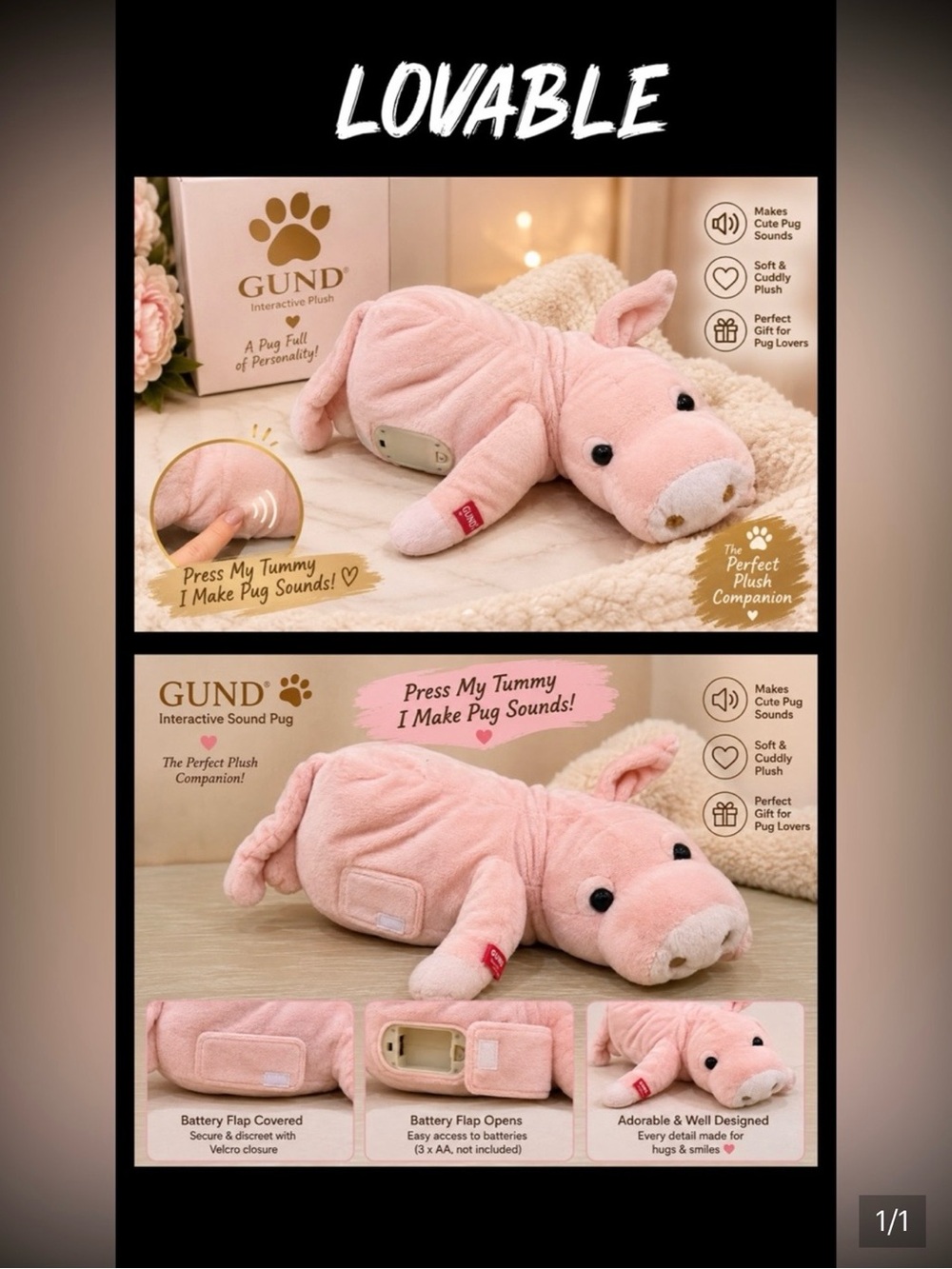 Gund interactive sound pig pig stuffed animal